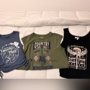 Three Western tank Crop Tops